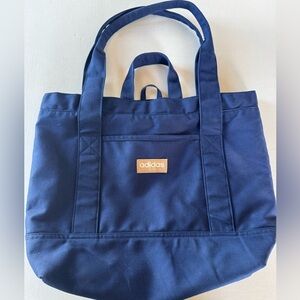 Adidas Canvas Court Tote Bag Double Strap Snap closure Navy Blue